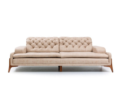 Modern Sofa 3 - Seater Designer Beige Color Style 240 cm Living room Beige Sofas