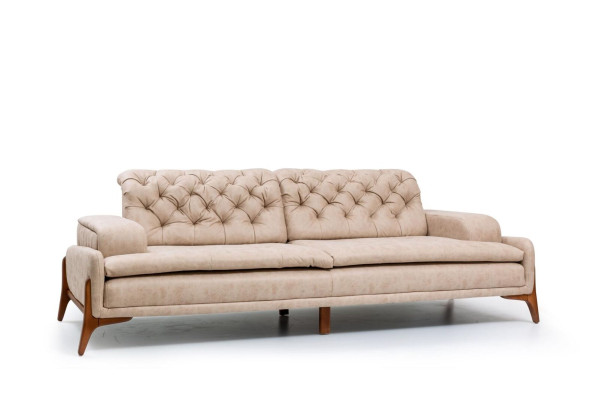 Modern Sofa 3 - Seater Designer Beige Color Style 240 cm Living room Beige Sofas