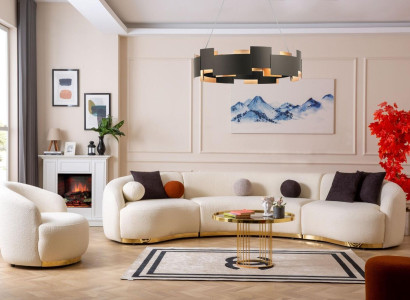 Designer Living room set Modern Sofa set Round sofa + 1 Seater 2pcs