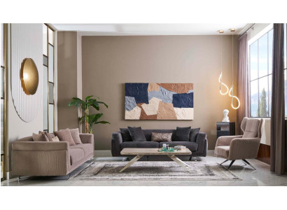 Sofa set Complete e Sofas Fabric sofa Upholstered sofas Beige set 3 pieces