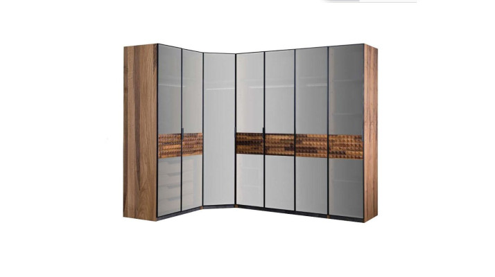 Corner Cabinet Bedroom Cabinet Wardrobe Wood Brown Mirror Big