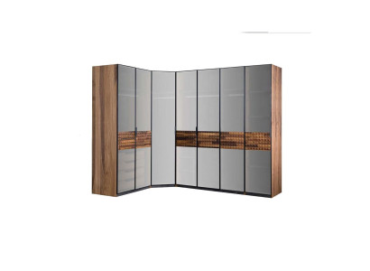 Corner Cabinet Bedroom Cabinet Wardrobe Wood Brown Mirror Big