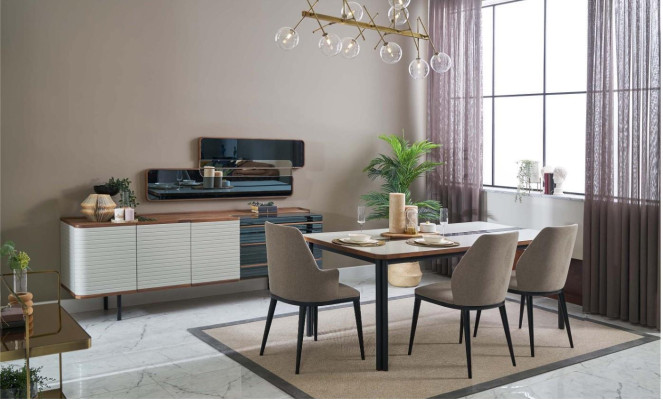 Dining room Suite Dining set Dining room furniture Dining corner set 7 pieces Wood White