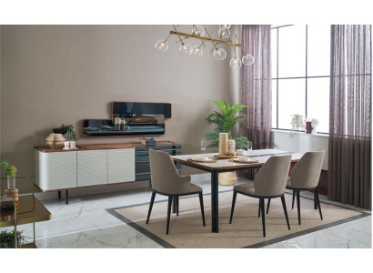 Dining corner Dining room Suite Dining set Dining room furniture Set 9pcs Wood White