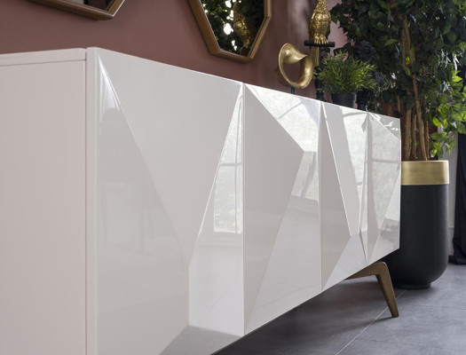 Dining room Complete Modern Design Dining table new Sideboard with 2x Mirror