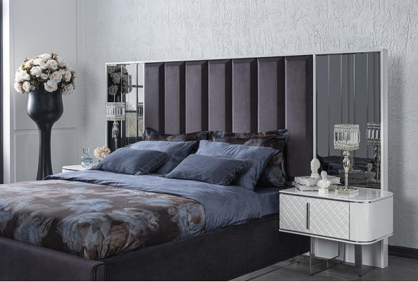 Bedroom Complete Luxury Modern Bed 2x Bedside tables Luxury Wardrobe