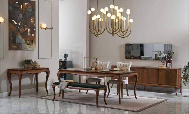 Dining set Dining room furniture Dining corner set Dining room 8-piece Wood Brown Table