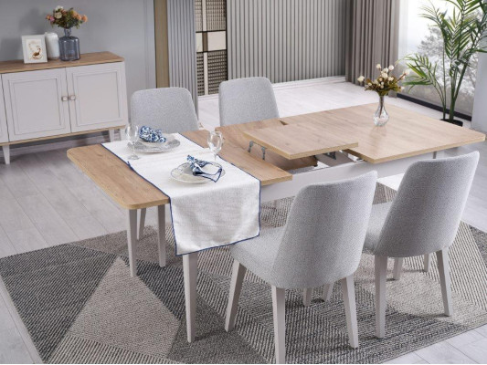 Dining room furniture Dining set Dining room Dining table Chairs Wood Gray Set 9pcs
