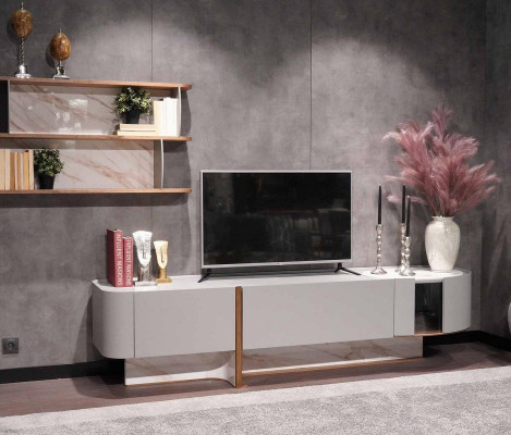 Living room set luxury wall unit TV lowboard sideboard new wall shelf