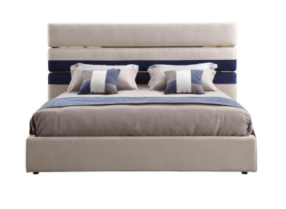 Modern Designer Double bed with Wood Frame Stylish Bed New in Beige