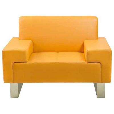 Yellow Armchair Designer Single Seater Couch Leather Chair Lounge 1-Seater