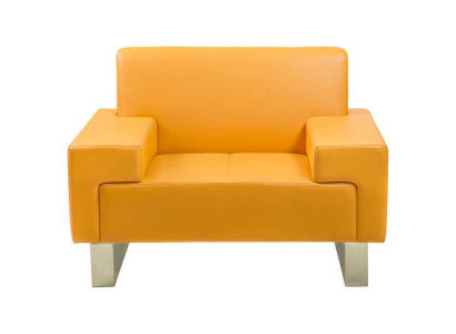 Yellow Armchair Designer Single Seater Couch Leather Chair Lounge 1-Seater