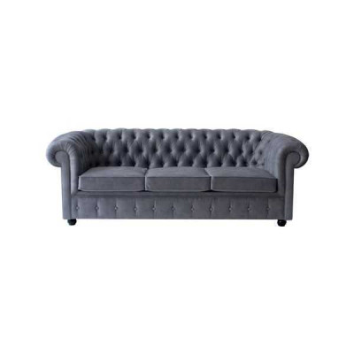 Chesterfield Gray Three Seater Luxury Couch Designer Living room Sofa