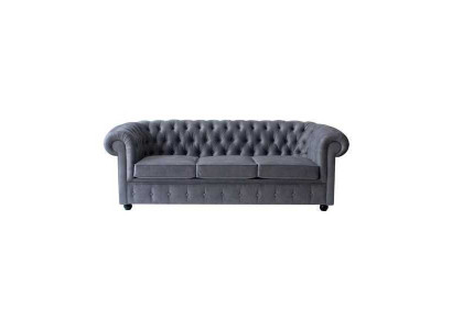 Chesterfield Gray Three Seater Luxury Couch Designer Living room Sofa