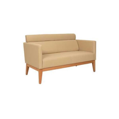 Beige office sofa designer 2-seater upholstered couch imitation leather luxury couches