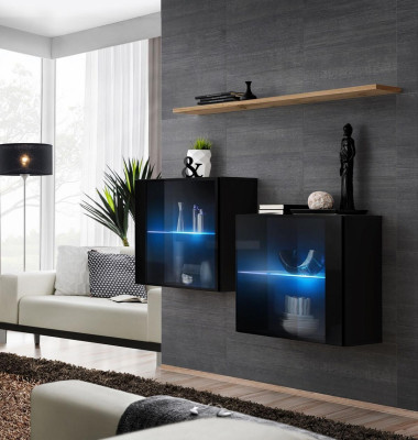 Designer Furniture Black Luxury Wall Cabinet Living room furniture Wall Shelf