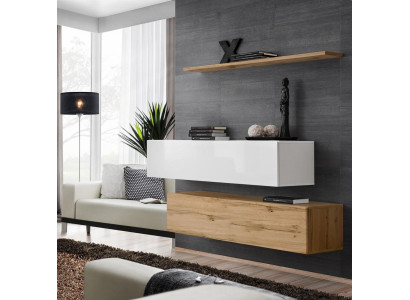 Furnishings Designer Brown 2x Wall Cabinet Wooden Furniture Luxury Set Living room furniture