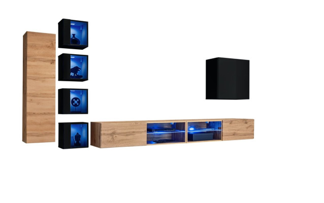 Complete Designer Modern Wall unit Wall Shelves TV Lowboard Wooden Furniture Wall Cabinet