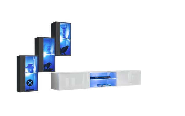 Luxury Furniture Designer Wall unit TV lowboard 3x wall cabinet sideboard wooden furniture