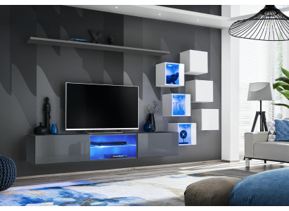 Luxury Designer Wall unit Furniture Gray Wall Shelf Closet Furnishings Suite