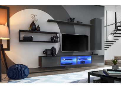 Gray Complete Wall unit Living room furniture Luxury wall cabinet Wall shelves new
