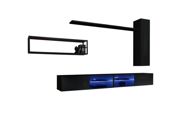 Wall unit Black Living room furniture Wall cabinet Wall Shelves Luxury Set new