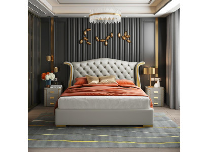 Luxury Bed Leather Beds 180x200 Bedroom Lounger Shelves Chesterfield