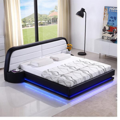 Modern Wooden bed bed frame Bed frame e with Slatted frame Double bed LED 269cm
