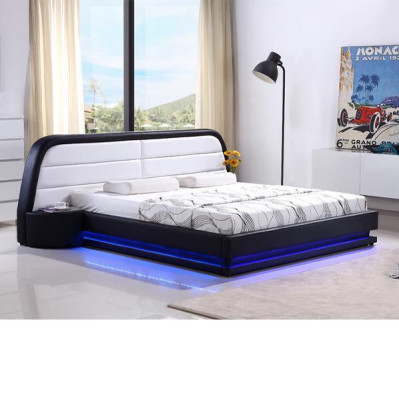 Modern Wooden bed bed frame Bed frame e with Slatted frame Double bed LED 269cm