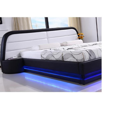 Modern Wooden bed bed frame Bed frame e with Slatted frame Double bed LED 269cm