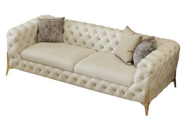 Living room Set Design Chesterfield Sofa set Leather Seat Upholstery 2pcs