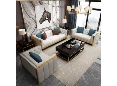 Living room Set Sofa 3+1 Seater luxurious White Sofas Design Leather new