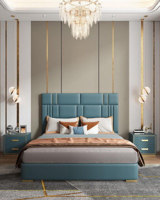 Luxury Bedroom Bed Design Upholstery Double Hotel Beds Furniture 180x200