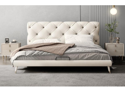 Bed Bedside table 3 pcs. Bedroom Set Design Modern Luxury Beds Beige