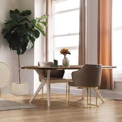 Dining set Dining room Luxury dinette Dining table Table Chairs Brown Set 7 pieces