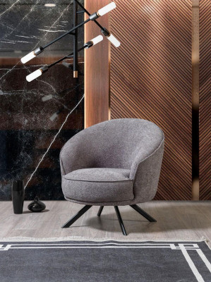 Modern Gray Armchair Stainless Steel Feet Fabric Armchair Polyester Single Seater