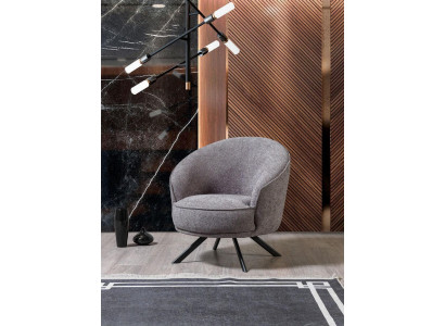 Modern Gray Armchair Stainless Steel Feet Fabric Armchair Polyester Single Seater