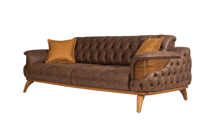Three Seater Sofa Luxury Seater Chesterfield Leather Brown Design Living room