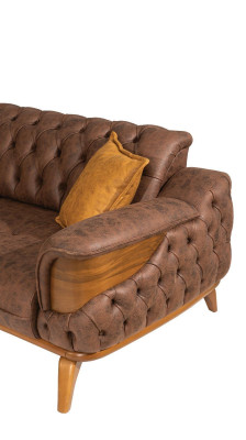 Three Seater Sofa Luxury Seater Chesterfield Leather Brown Design Living room