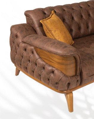 Three Seater Sofa Luxury Seater Chesterfield Leather Brown Design Living room