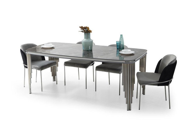 Gray Dining room Table Luxury Dining set Dining table Chairs Sideboard 6pcs