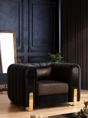Black armchair wing chair luxury design living room single seater modern