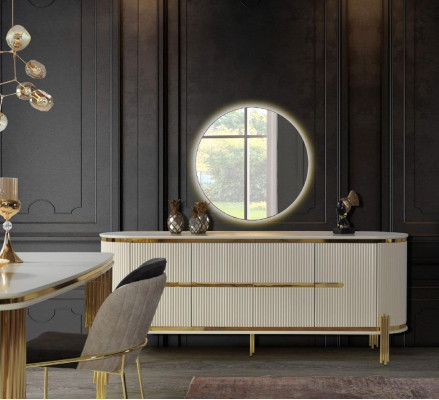 Luxury Sideboard Chest of drawers Wood Sideboard Wardrobe Dining room Modern White