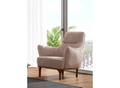 Modern Armchair Cocktail Chair Wing Chair Designer Furniture Beige Wooden Furniture