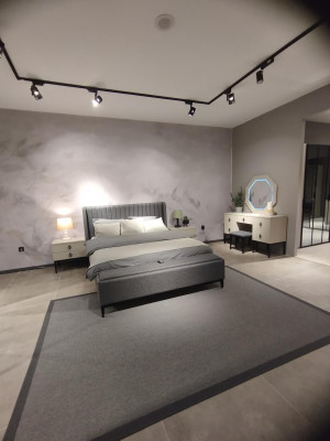 Luxurious bed with stool exclusive design and high-quality workmanship
