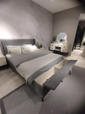 Luxurious Bedroom Set Designer Double bed Elegant 2x Bedside tables