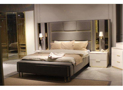 Bed 2x Bedside tables 3 pieces. Bedroom Double bed Design Furniture Wood new Set