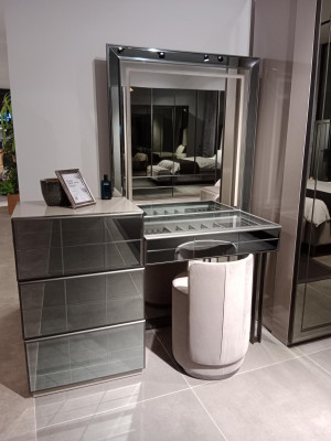 Modern luxury dressing table with elegant stool 2 pieces. Console Table Gray Immediately