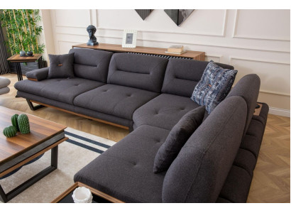Style Corner sofa L-shape Gray Luxury in Living room Designer Corner suite Couches