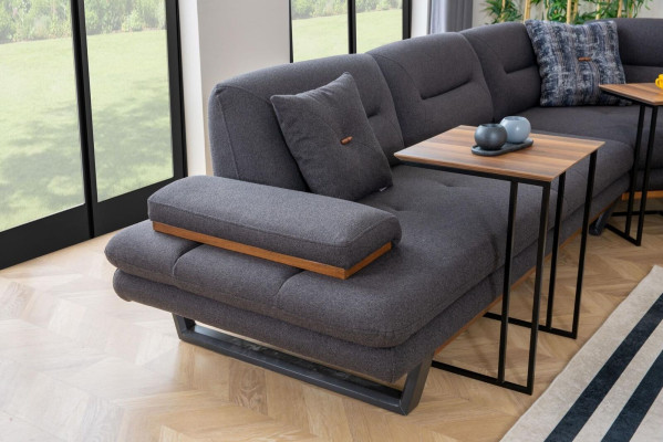 Style Corner sofa L-shape Gray Luxury in Living room Designer Corner suite Couches
